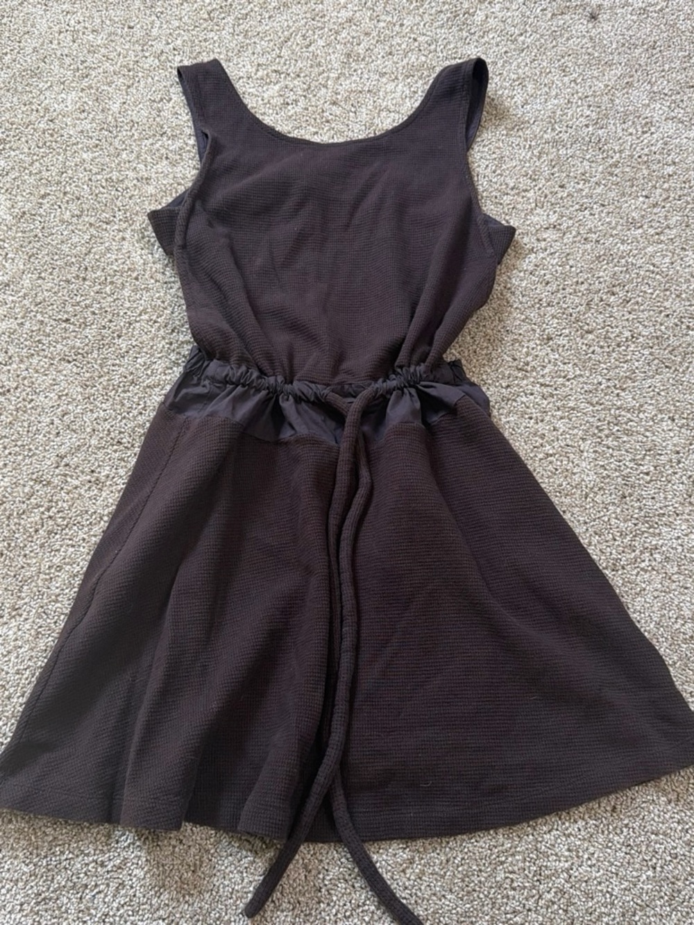 SeeByChloe - Chocolate Brown Sleeveless Open Back Drawstring Waist Dress